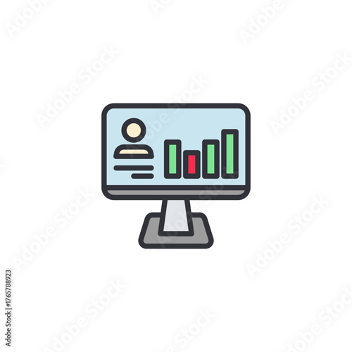Illustration of a bar chart showing financial analytics, representing De-Fi performance tracking, crypto investment data, and blockchain statistics.