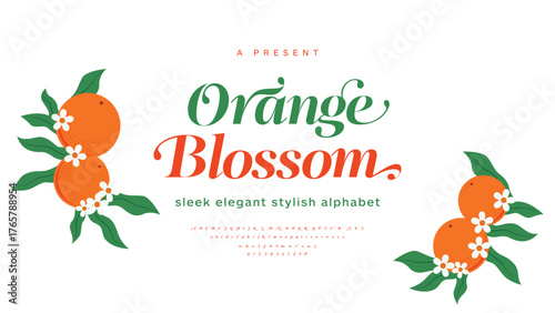 Elegant Orange Blossom Script Font with Botanical Accents