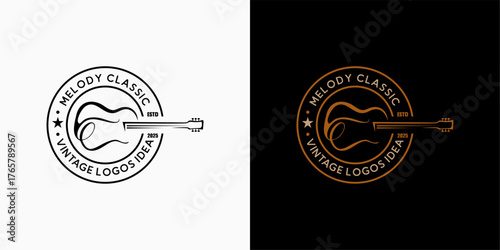 Melody Classic Vintage Guitar Logo Design
