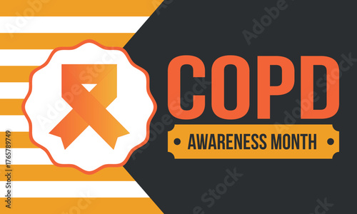 COPD Awareness Month in November. Chronic Obstructive Pulmonary Disease. Celebrated annual in United States. Medical health care and awareness design. Poster, card, banner and background. Vector