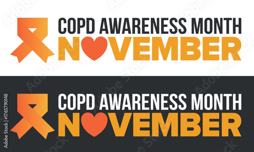 COPD Awareness Month in November. Chronic Obstructive Pulmonary Disease. Celebrated annual in United States. Medical health care and awareness design. Poster, card, banner and background. Vector