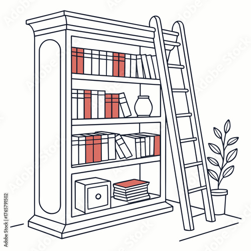 Bookshelf with ladder