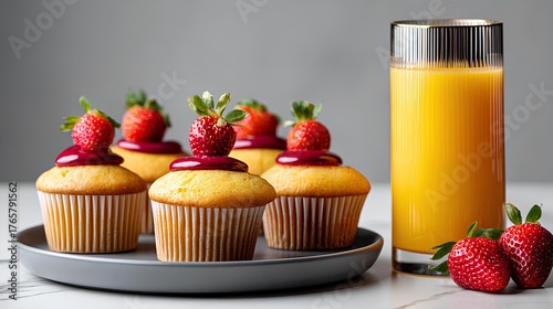 Strawberry Cupcakes with Fresh Orange Juice