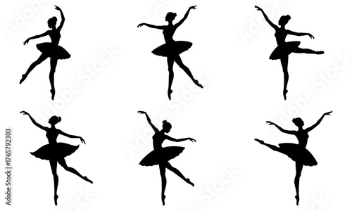 Graceful ballerinas in diverse poses capturing the elegance and artistry of classical dance, perfect for performance promotion and artistic expression.