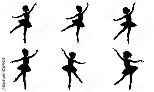 Graceful ballerinas in dynamic poses, capturing the elegance and artistry of ballet with fluid motion and expressive silhouettes perfect for performance promotion.