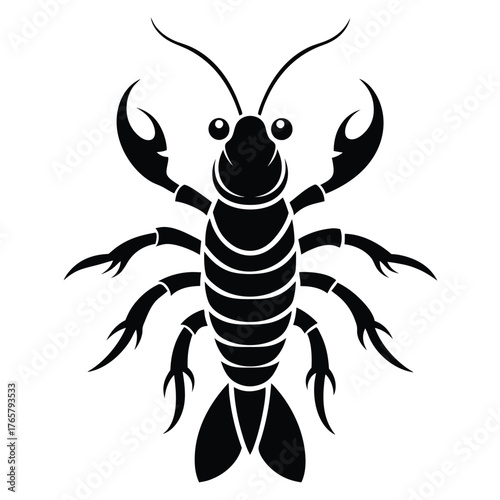 Marine Mantis Shrimp Logo Design in Minimal Silhouette Style