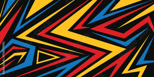 Abstract background racing style. Zigzag shapes. Lightning abstract colorful banner