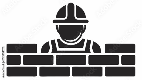 Skilled construction worker builds strong brick wall demonstrating industry expertise and dedication to building projects