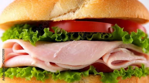 Close Up View of a Fresh Ham and Salad Sandwich.