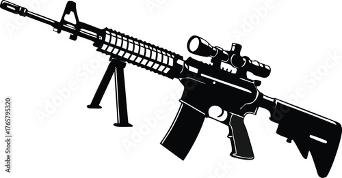 Powerful rifle weapon illustration ready for action, designed with precision for tactical applications and military simulations