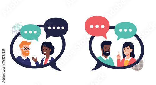 Diverse People in Conversation Bubbles - Communication and Interaction.