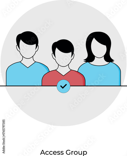 Access Group Icon in Flat Style for User Management and Team Collaboration Interface