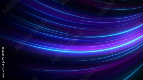 High speed blue violet, purple line abstract technology background digital fiber hi tech concept. speed light line motion blur on dark background, data transfer simulation.