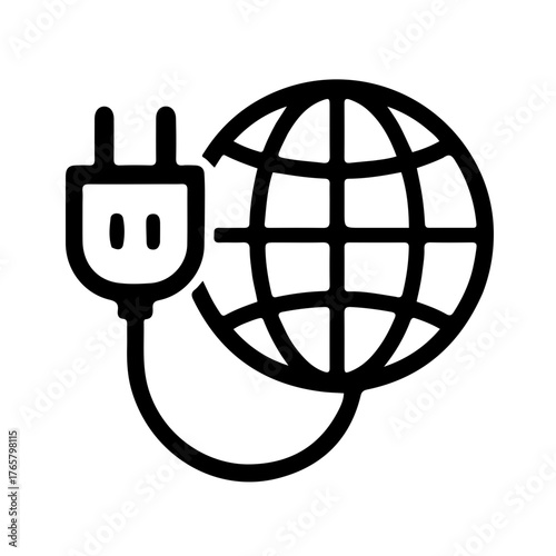 Global Electricity Network Icon Black and White