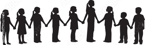 Diverse group of children holding hands celebrating unity and human rights globally