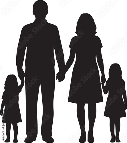 Family silhouette holding hands celebrating human rights day unity and protection