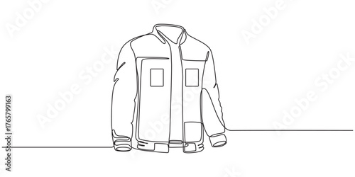 Continuous Line Drawing of a Winter Jacket with Hood,Continuous Line Drawing of a Puffer Jacket,Minimalist One Line Art of a Casual Jacket,