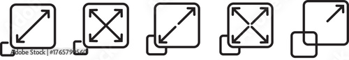 maximize and minimize icons. expanding arrow. Size scale expand icon symbol. Expand icon vector set full screen