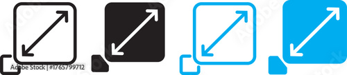 maximize and minimize icons. expanding arrow. Size scale expand icon symbol. Expand icon vector set full screen
