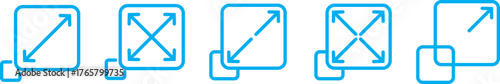 maximize and minimize icons. expanding arrow. Size scale expand icon symbol. Expand icon vector set full screen