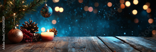 New Year decoration on wooden background