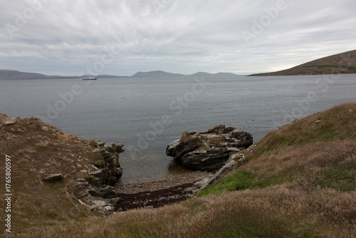 Falkland Islands landscape on a cloudy winter day