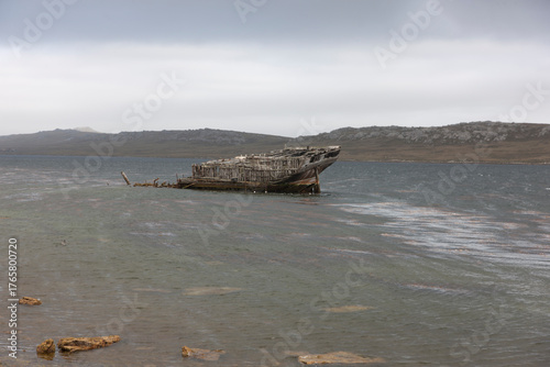 Falkland Islands landscape on a cloudy winter day