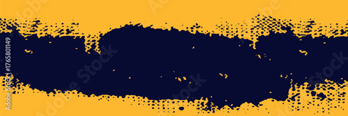 Yellow and black backdrop with dot halftone pattern element. Abstract brush grunge background. Eps 10