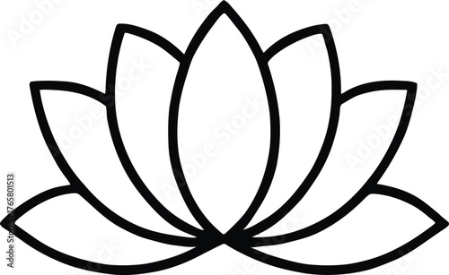 Minimalist lotus flower outline emblem symbolizing purity, spiritual growth, and serene enlightenment