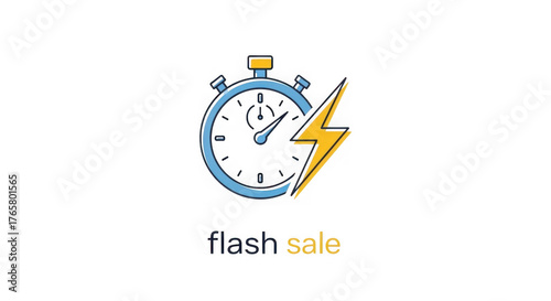 Flash Sale Icon With Stopwatch And Lightning Bolt
