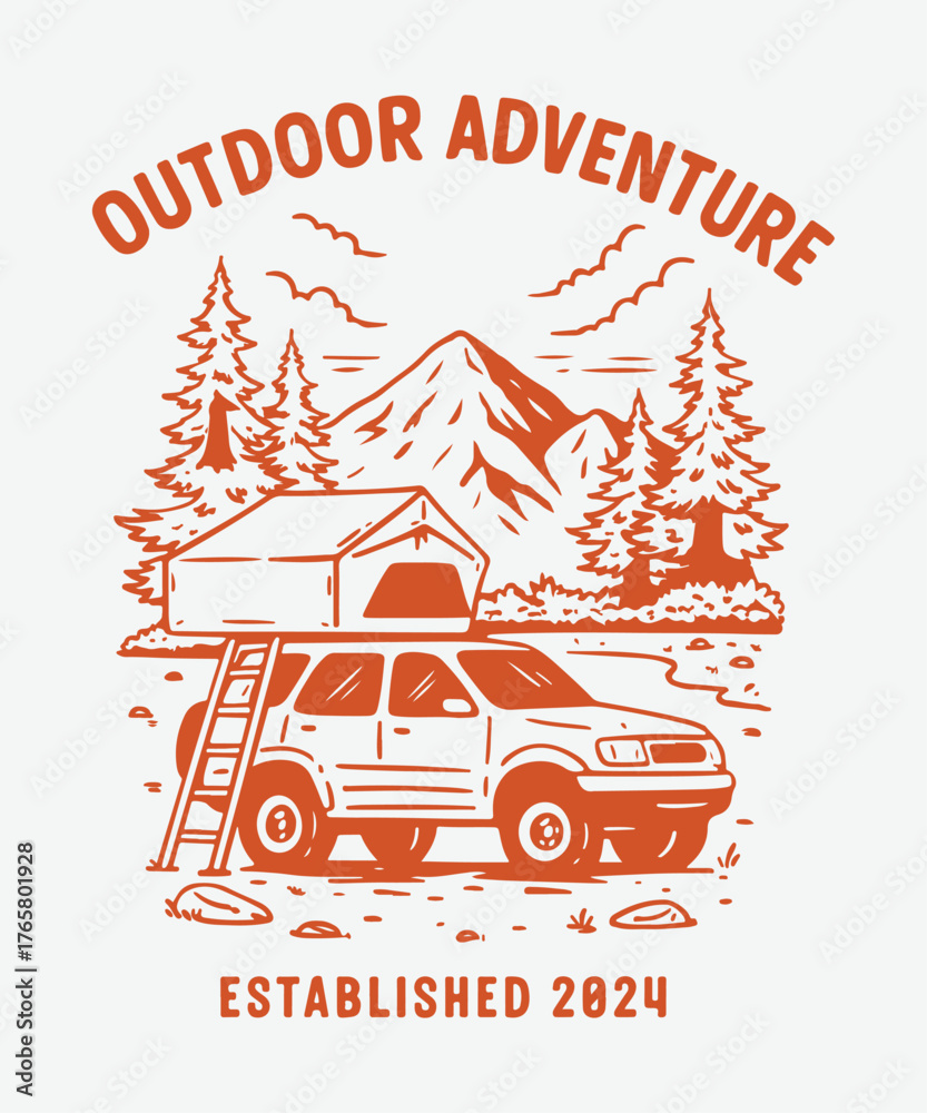Fototapeta premium Vintage Outdoor Adventure Badge T-Shirt Designs – Hiking, Camping, and Mountain Exploration Vector Graphics