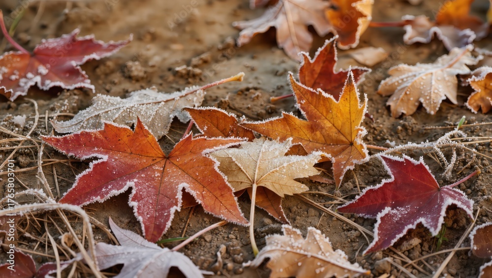 Obraz premium Vibrant autumn leaves display the captivating beauty of nature with their intricate textures and warm colors, showcasing the splendor of the season.