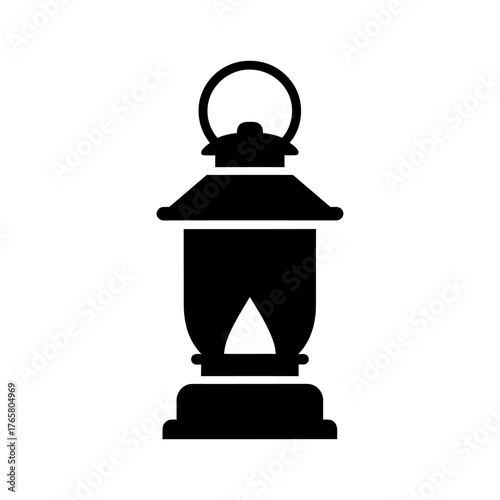 Lantern Silhouette Vector Classic Oil Lamp Illustration