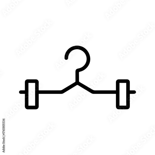 Plastic hanger with clip ends icon on transparent background — representing clothing hanger for pants or skirts, with adjustable clips on both sides, commonly used in retail or wardrobe organization.
