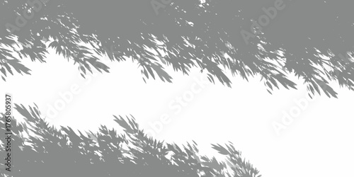 Abstract pattern of gray bamboo leaves casting shadows on a white background