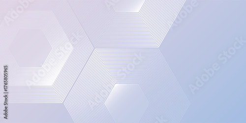 Abstract hexagon lines on light mesh blue an pink background. Geometric stripe line art design for poster, brochure, cover, website, header, web banner simple abstract