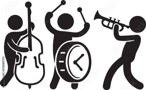 “Three voices, one rhythm.”

“The bass holds the ground, the drum marks the heart, the trumpet lifts the soul.”

