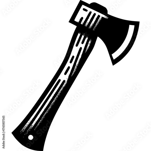 Sharp Axe Icon: A detailed illustration of a sharp axe, showcasing its traditional design with a wooden handle and a sturdy blade, ready for any task.