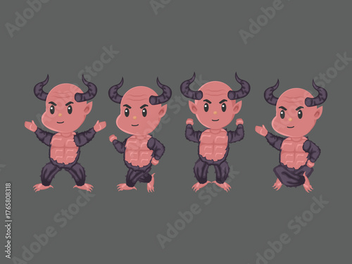 krampus horns cartoon evil season holiday icon greetings merry christmas december hell demon horror