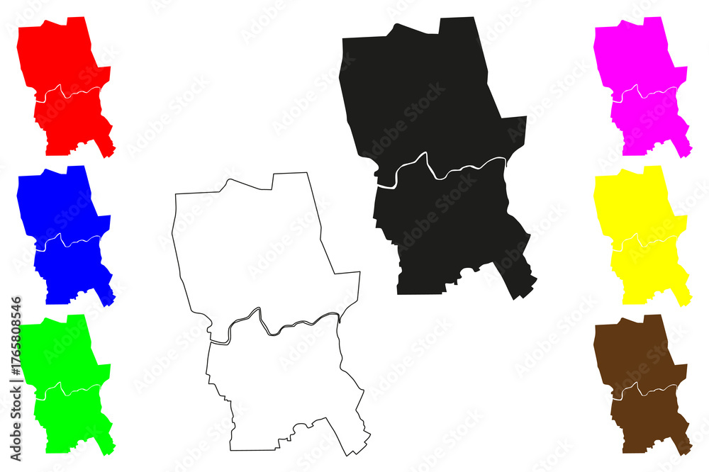 Obraz premium Loikaw city (Republic of the Union of Myanmar, Burma) map vector illustration, scribble sketch Lwegaw map