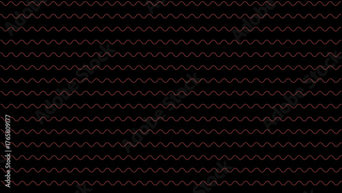 Wallpaper Mural Abstract Seamless Pattern of Thin Red-Pink Wavy Lines on Black Torontodigital.ca