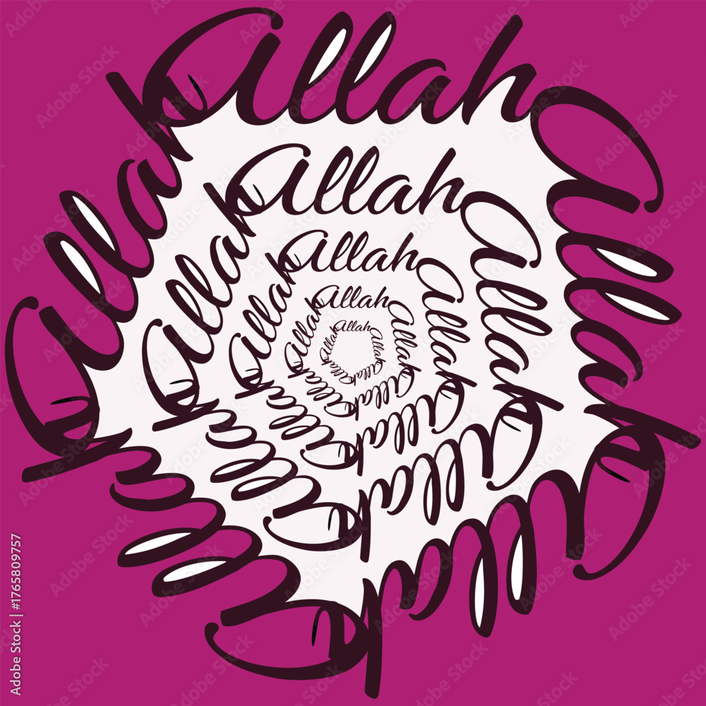 Obraz premium Word 'Allah' calligraphy silhouette style unique design on colorful back pro vector