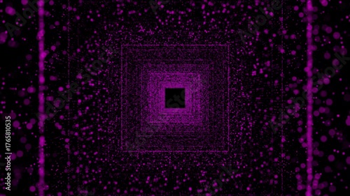 Fantastic animate of an astral tunnel or travel wormhole with neon lights and brights. Concept of space, energy , Abstract purple vortex time portal motion background.