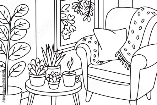 Wallpaper Mural Cozy Chair Coloring Page Torontodigital.ca