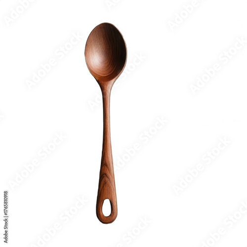Dark wooden spoon made of walnut, without background. PNG