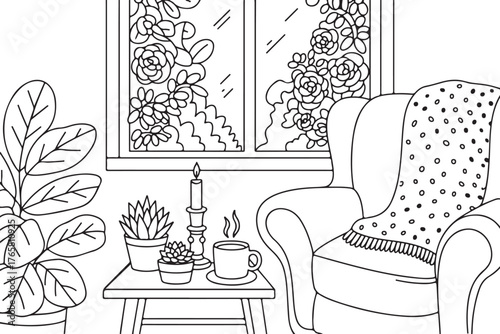 Wallpaper Mural Cozy Chair Coloring Page Torontodigital.ca