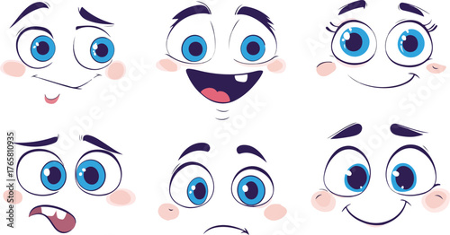 A set of cartoon eyes vector illustration for human face design