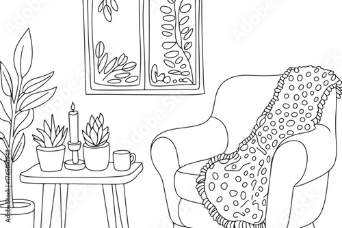 Wallpaper Mural Cozy Chair Coloring Page Torontodigital.ca
