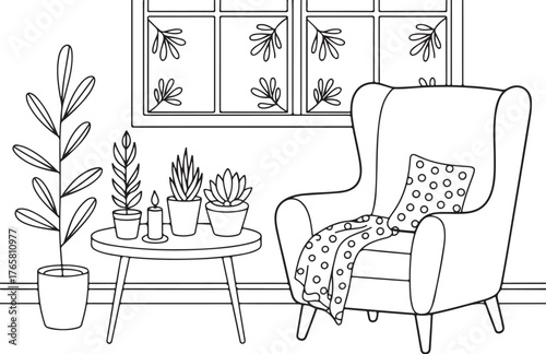 Wallpaper Mural Cozy Chair Coloring Page Torontodigital.ca