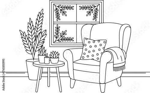 Wallpaper Mural Cozy Chair Coloring Page Torontodigital.ca